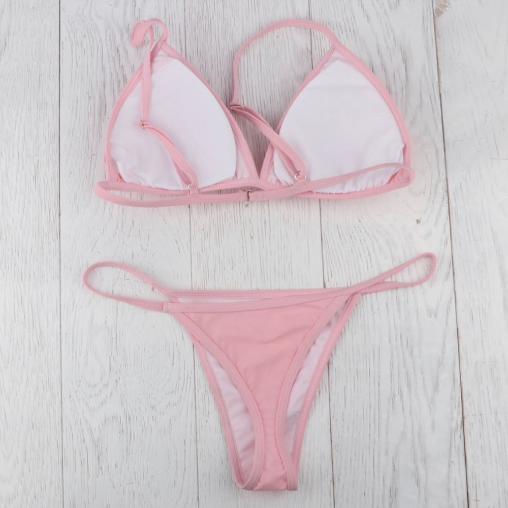 PINK TRIANGLE BIKINI CHEEKY BOTTOM PUSH-UP - Picture 5 of 6